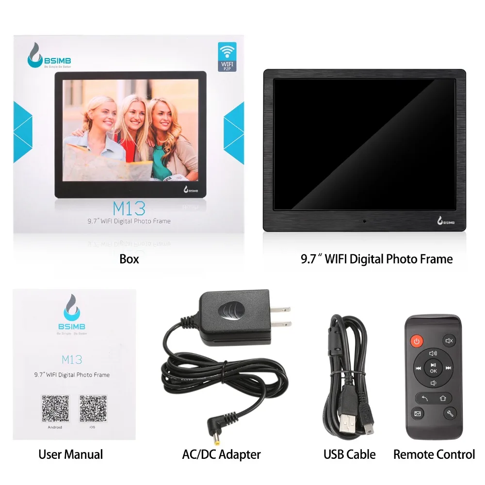 10 дюймов ips экран фото + музыка Фильмы Календарь часы памяти Wi Fi P2P цифровая