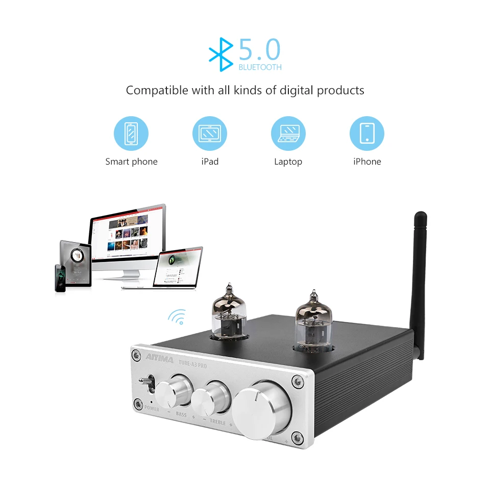 AIYIMA 6J1 ламповый усилитель предусилитель Bluetooth 5,0 предусилитель с регулировкой тонов высоких басов DIY динамик домашний звуковой кинотеатр
