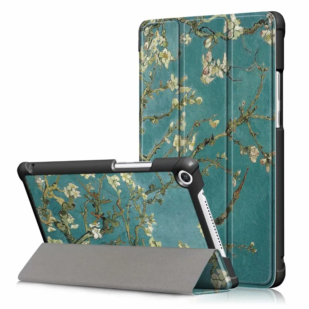 XH Тонкий флип из искусственной кожи чехол для huawei MediaPad M5 lite 8 JDN2-W09/AL00 8,0 дюймов умный чехол для huawei m5 lite 8 Чехол+ пленка+ ручка - Цвет: XH
