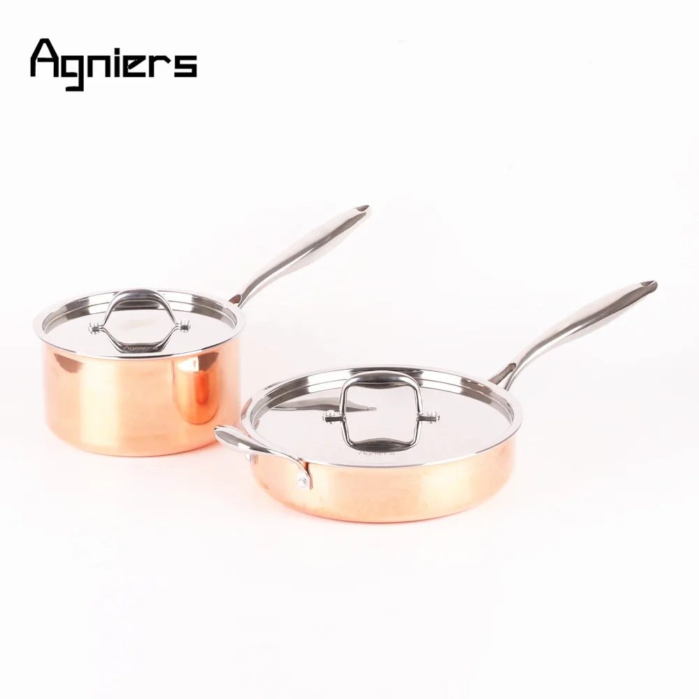 Agniers 2 кастрюли 4 шт. Φ пятислойная медная плакированная сталь 20 см кастрюля для