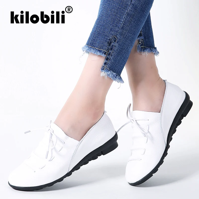 Kilobili/2019 г. Весенняя женская обувь из натуральной кожи Балетки без застежки на