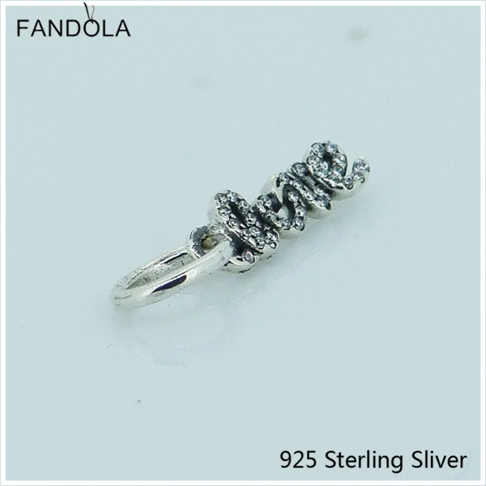 100% 925 Sterling Silver Jewellery Signature of love Charm DIY Fit for Woman Brand Logo Bracelets Beads Jewelry Making Charms | Украшения и