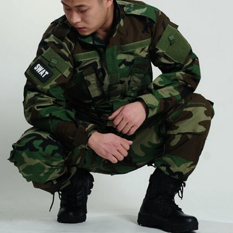 

Jungle Camo Military Tactical Jacket + Pants Uniform Summer Camouflage Military BDU Combat Uniform US Hunting Clothing Set