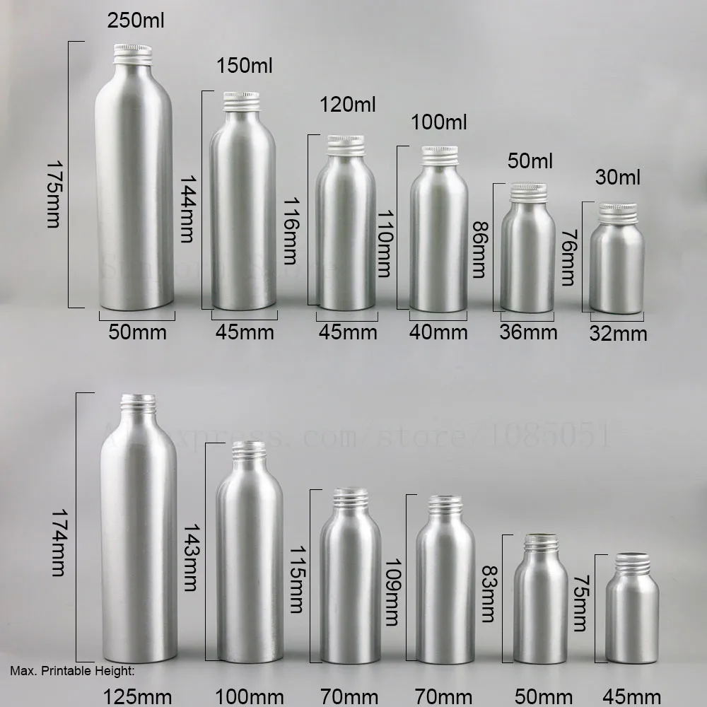 24X1 oz 4oz 5oz Алюминиевые пустые бутылки для крема для макияжа 30 мл 50 мл 100 мл 120 мл 150 мл 250 мл алюминиевые контейнеры