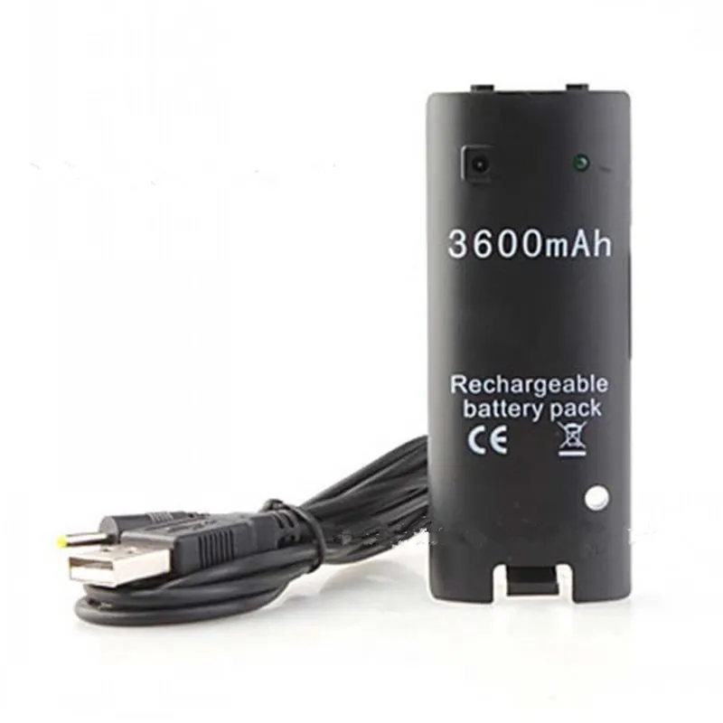 2X (белый и черный) 3600mAH аккумуляторная батарея для WII пульта дистанционного