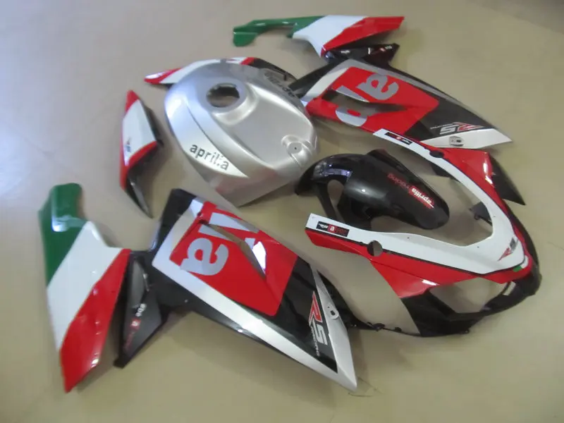 Пресс-форма обтекателя комплект foraprilia RS125 06 07 08 09 10 11 RS 125 2006 2010 2011 Серебряный Красный Черный обтекатели комплект+ подарки AA08