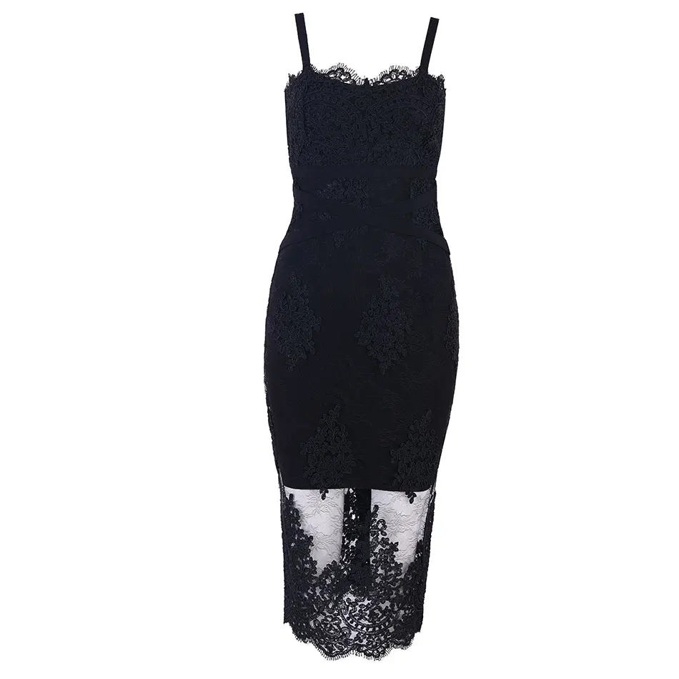 Платье на лето DressBird Women Summer Bandage Bodycon Party Dresses Vestidos Sexy Lace Spaghetti Strap White Black Dress Verano on.