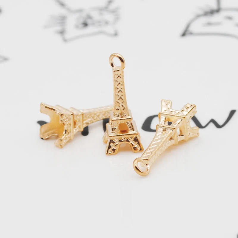 10 шт./лот Новые Подвески в форме Эйфелевой башни золотого цвета 21*6 мм