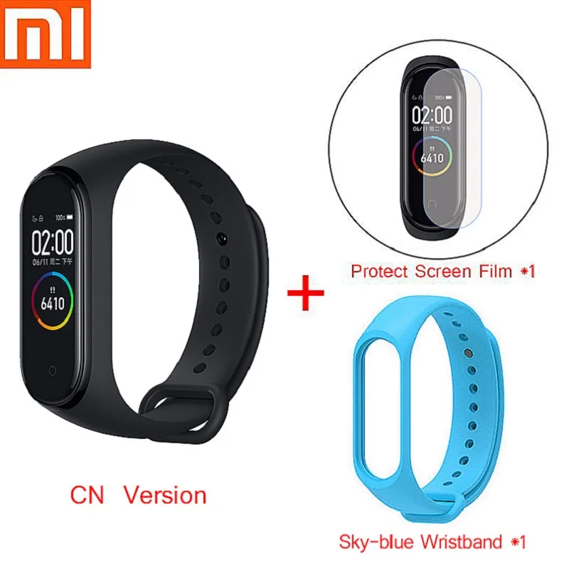 set 6(Sky-blue) Xiaomi mi-браслет 4 смарт-Браслет спортивный фитнес-трекер Шагомер мониторинг сердечного ритма фитнес-браслет для xio mi Band 4 3 - Цвет: set 6(Sky-blue)