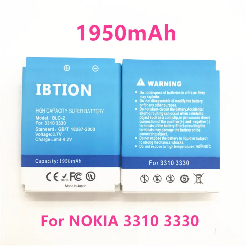 IBTION 1850 мАч BLC 2 BLC2 литий ионный аккумулятор для телефона NOKIA 3310 3330 1260 2260 3315 3320 3350 3360