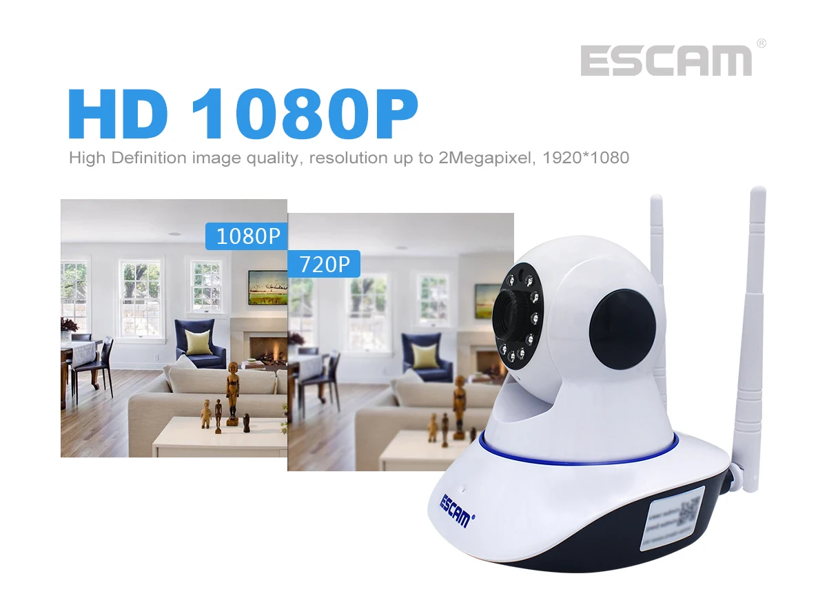 Ip камера ESCAM G01 с двойной антенной 1080P панорамирование/наклон Wi Fi инфракрасная
