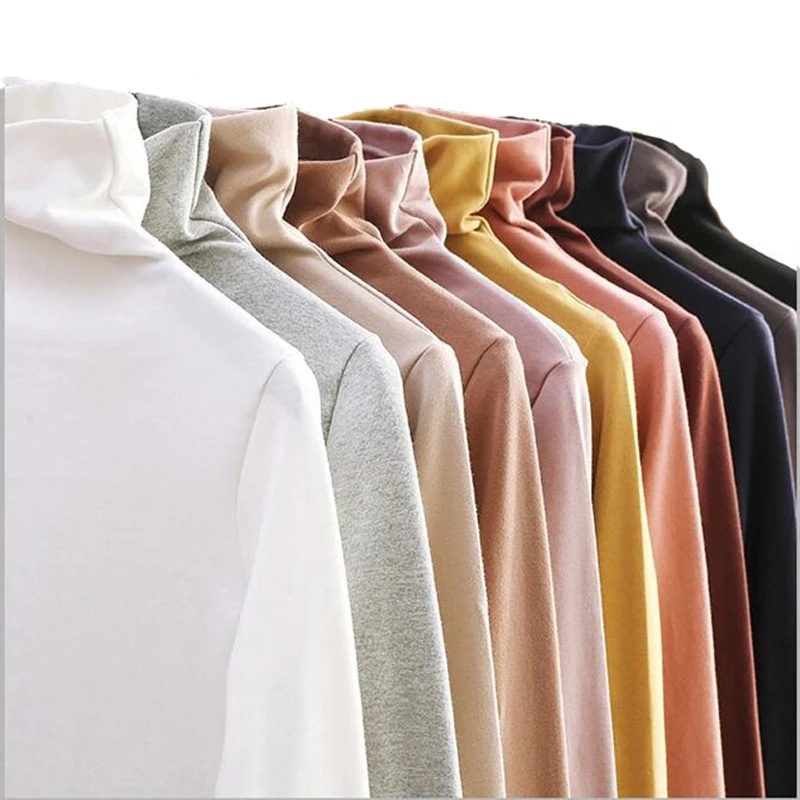 

NORMOV Women Plus Size Elasticity Bottoming T Shirt Women High Collar Long Sleeve Slim Fit Women's Tops Autumn Wild Tshirt