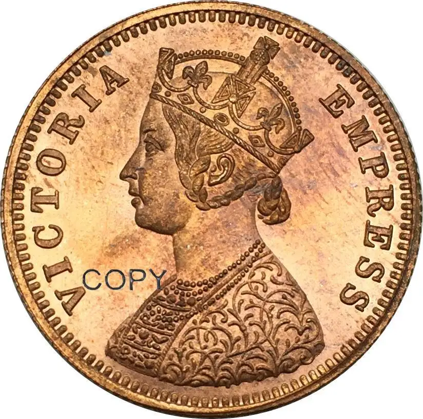 New Products British East India Victoria Empress 1895 Qne Quarter Anna Bikanir State Red Copper Copy Coin Can Receive The Custom | Дом и сад