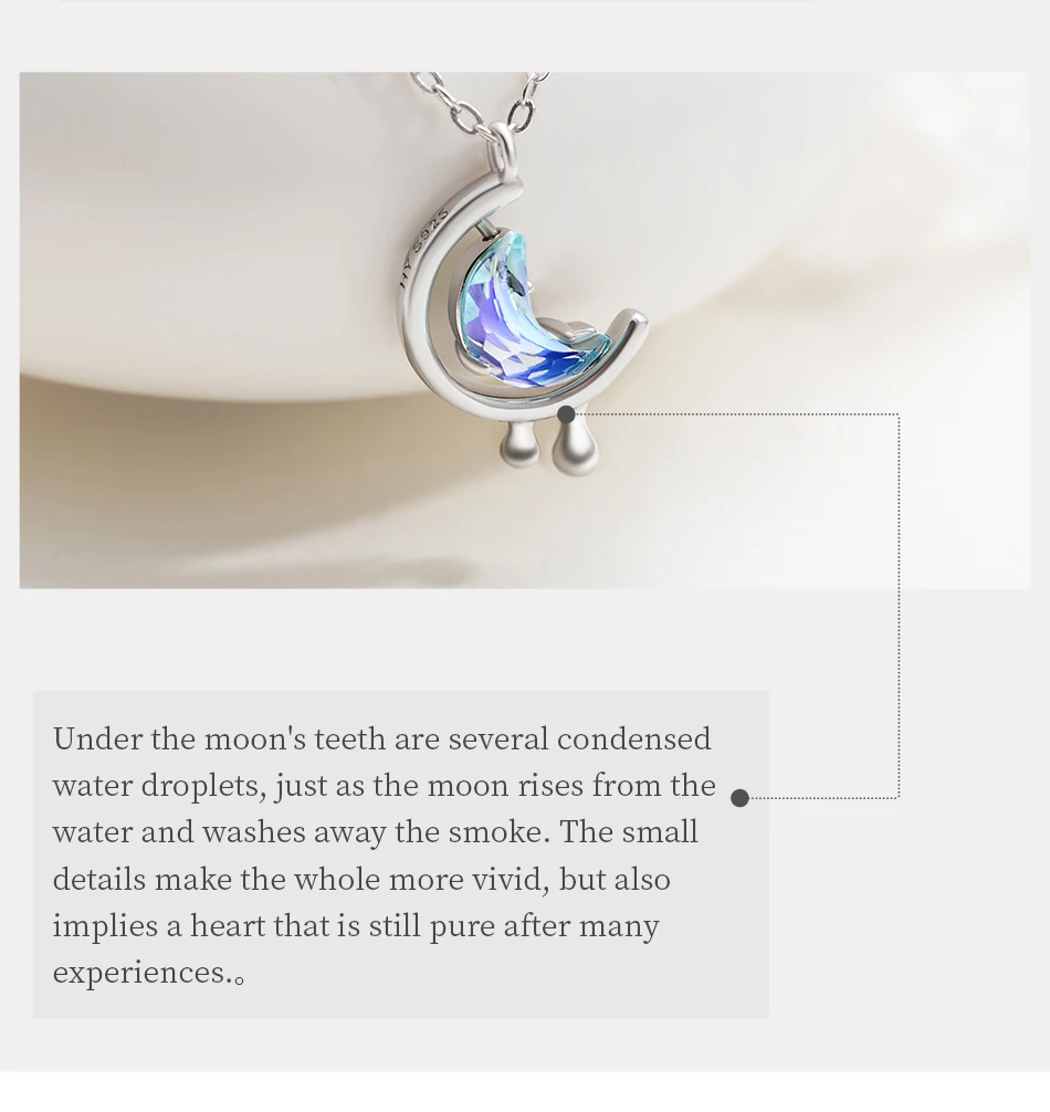 Thaya s925 Silver Water In The Moon Necklace Blue Moon Bohemia Women Choker Necklace for Women Jewelry Gift
