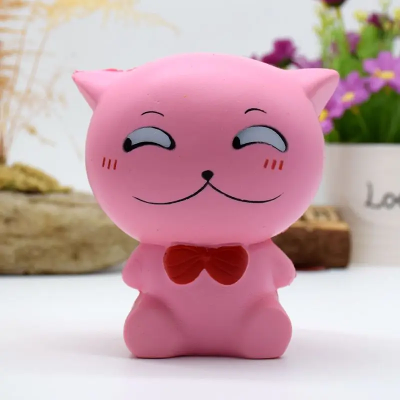 1PC Lovely Expression Pink Cat Squeeze Toys Soft Stress Reliever Cartoon Collection Gift Anti-stress Squishy Toy Christmas |