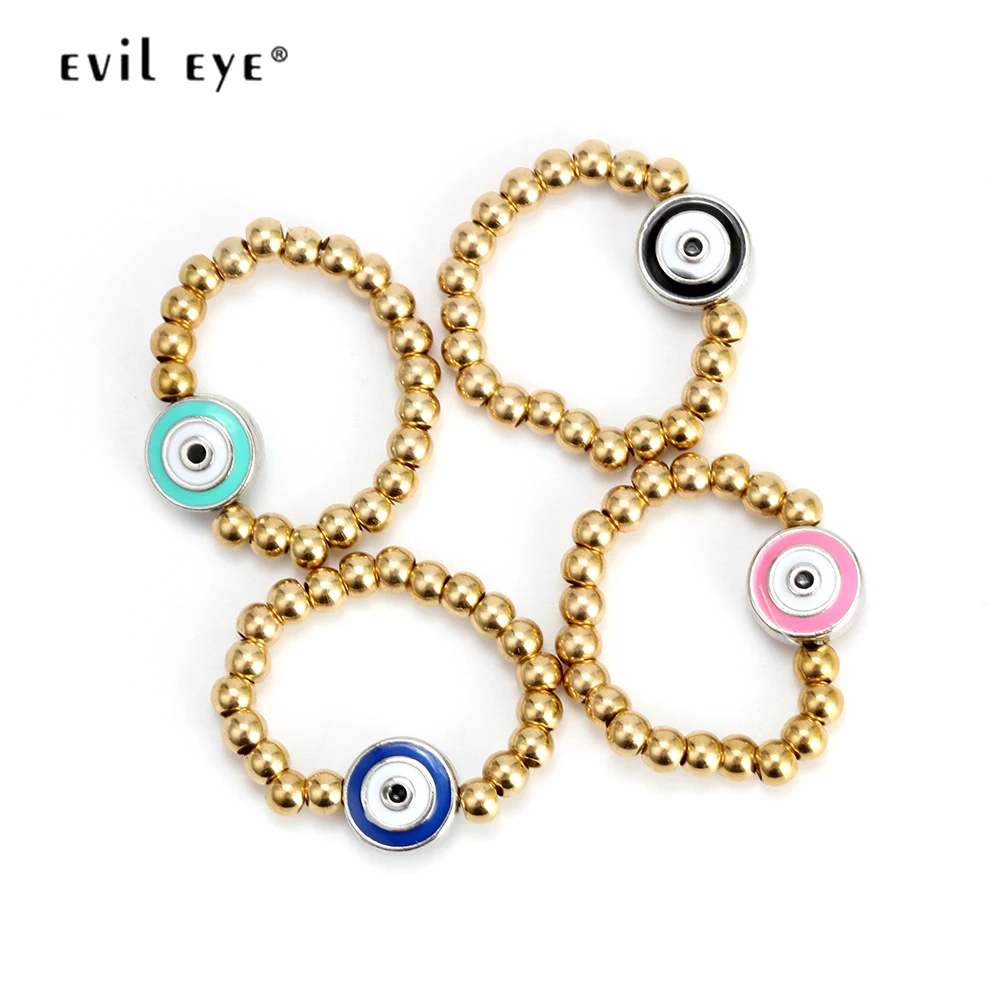 С клипсами Дурной глаз золото Цвет кольцо из бисера 10 мм Медь Чешское стекло
