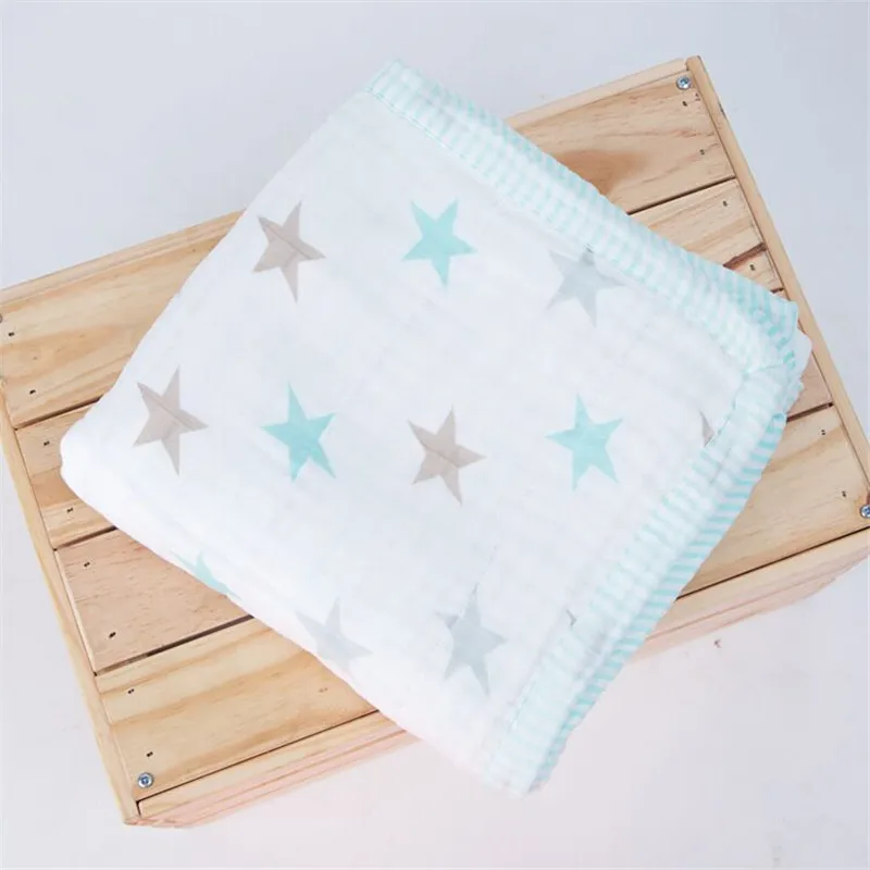 Трехслойное одеяло для новорожденных из бамбука 30% хлопка с широким краем