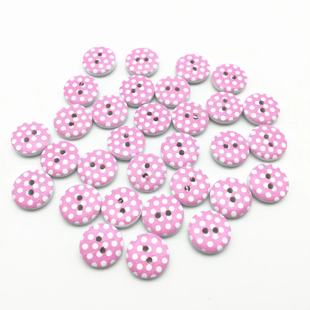 100 шт. 15 мм светло-розовые пятнистые деревянные пуговицы окрашенные 2 отверстия