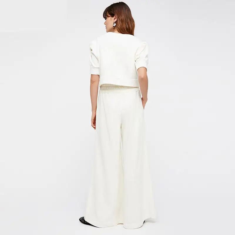 2017 Fashion Two Piece Set Women Solid Color Summer Top And Wide Leg Pants Casual 2 Plus Size | Женская одежда