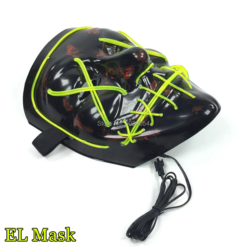 GZYUCHAO EL Хэллоуин светильник ing Mask Wire светящаяся страшная светодиодный костюмная