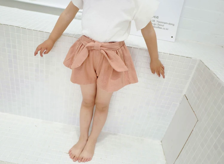 Baby Girls Summer Clothing Girl Shorts Bowknot Solid Short Pants Elastic Waist Cotton Kids Shorts For Girls Khaki Short Pants