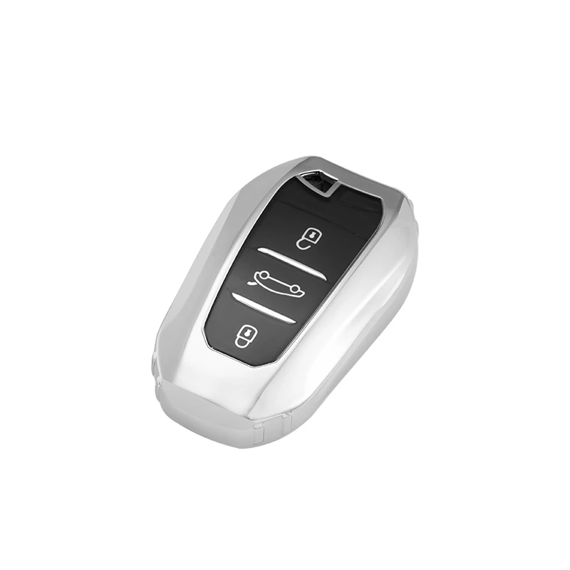 E-silver Мягкий чехол для автомобильного ключа из ТПУ, умный чехол для дистанционного ключа, подходит для Citroen 3008 4008 5008 Citroen C4 C4L C6, аксессуары для C3-XR, брелок - Название цвета: E-silver