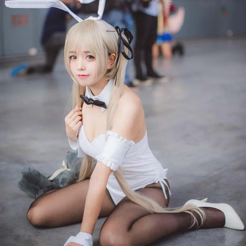 Женское платье с заячьими ушками Kasugano Sora белое кроличьими костюм для