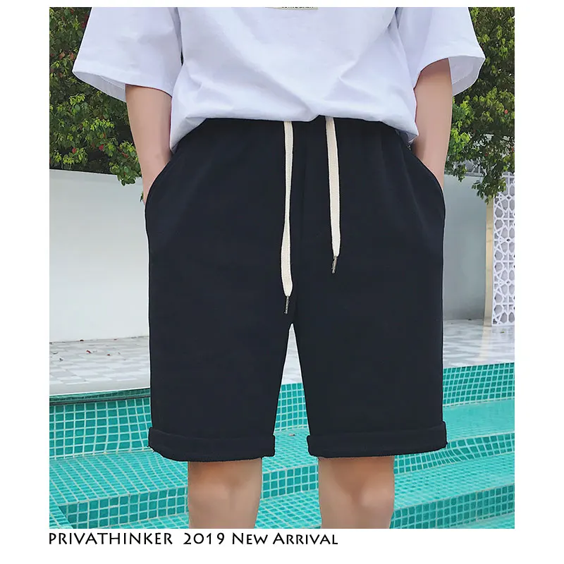 Privathinker мужские однотонные треники из хлопка шорты 2019 s Harajuku уличная черные летние