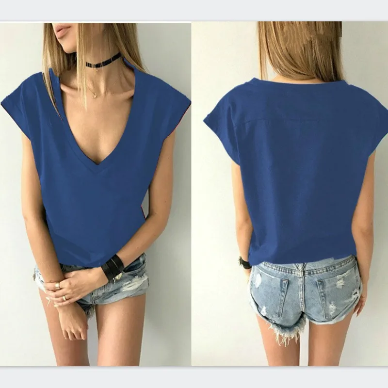 2017 летние женские свободные повседневные сексуальные футболки с коротким
