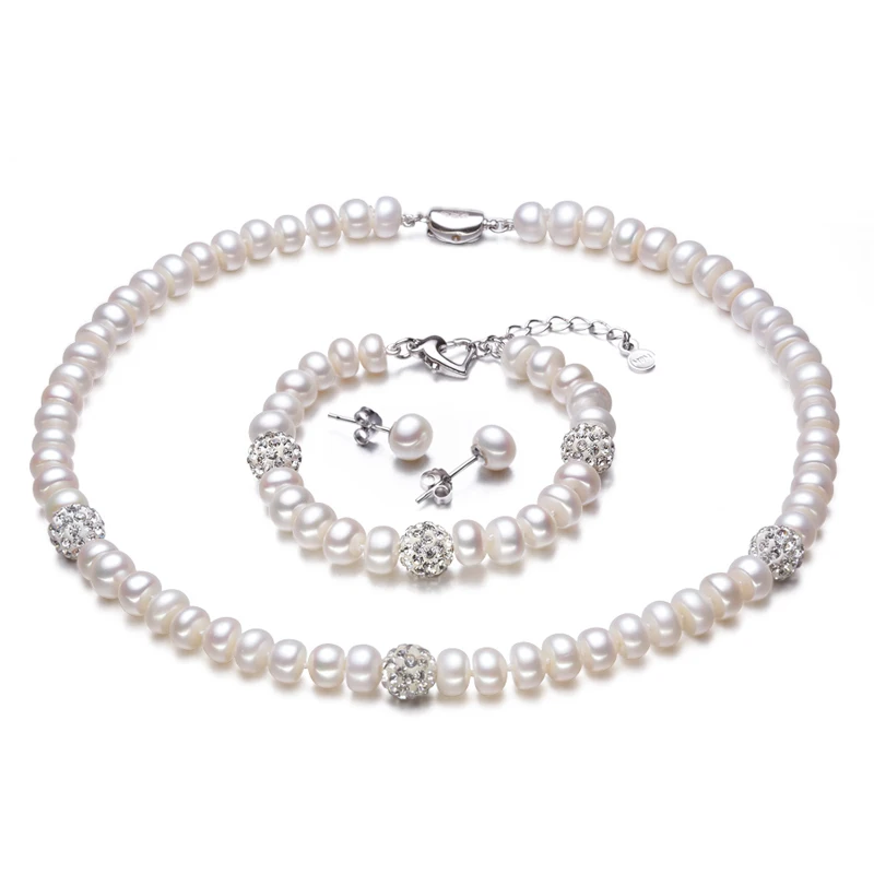 Женское колье с натуральным жемчугом 8 9 мм из серебра 925 пробы|pearl jewelry 925|natural pearl