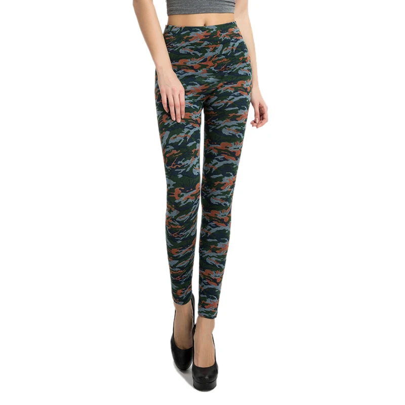 Plus Size Camo Legging Leopard Printed False Jeans Leggings Women Slim Ladies Causal Streetwear Camouflage Long Pants Black Blue