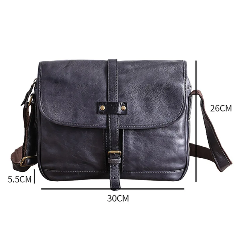 

AETOO Single shoulder bag, male leather casual retro postman bag, head layer tanning cowhide man oblique cross bag