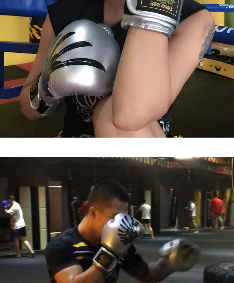 Мужские боксерские перчатки Спортивные Бои из искусственной кожи Перчатки MMA UFC тренировочные защитные перчатки подростковые Санда тайские Боксерские перчатки для поезда 6 8 10 12oz