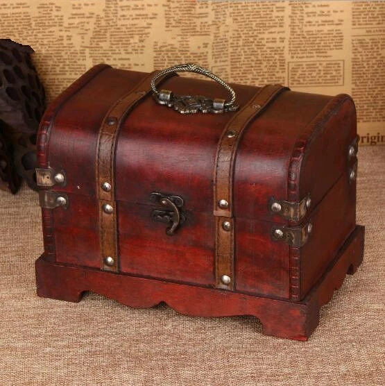 

Two pieces of jewel casket, antique suitcase, antique and ancient wooden antique treasure box gift box