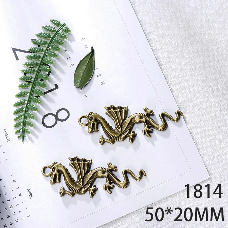 

50*20mm 6pcs dragon Alloy Pendant For Diy Jewelry Making 2 Colors Antique Silver Antique Bronze No.1814