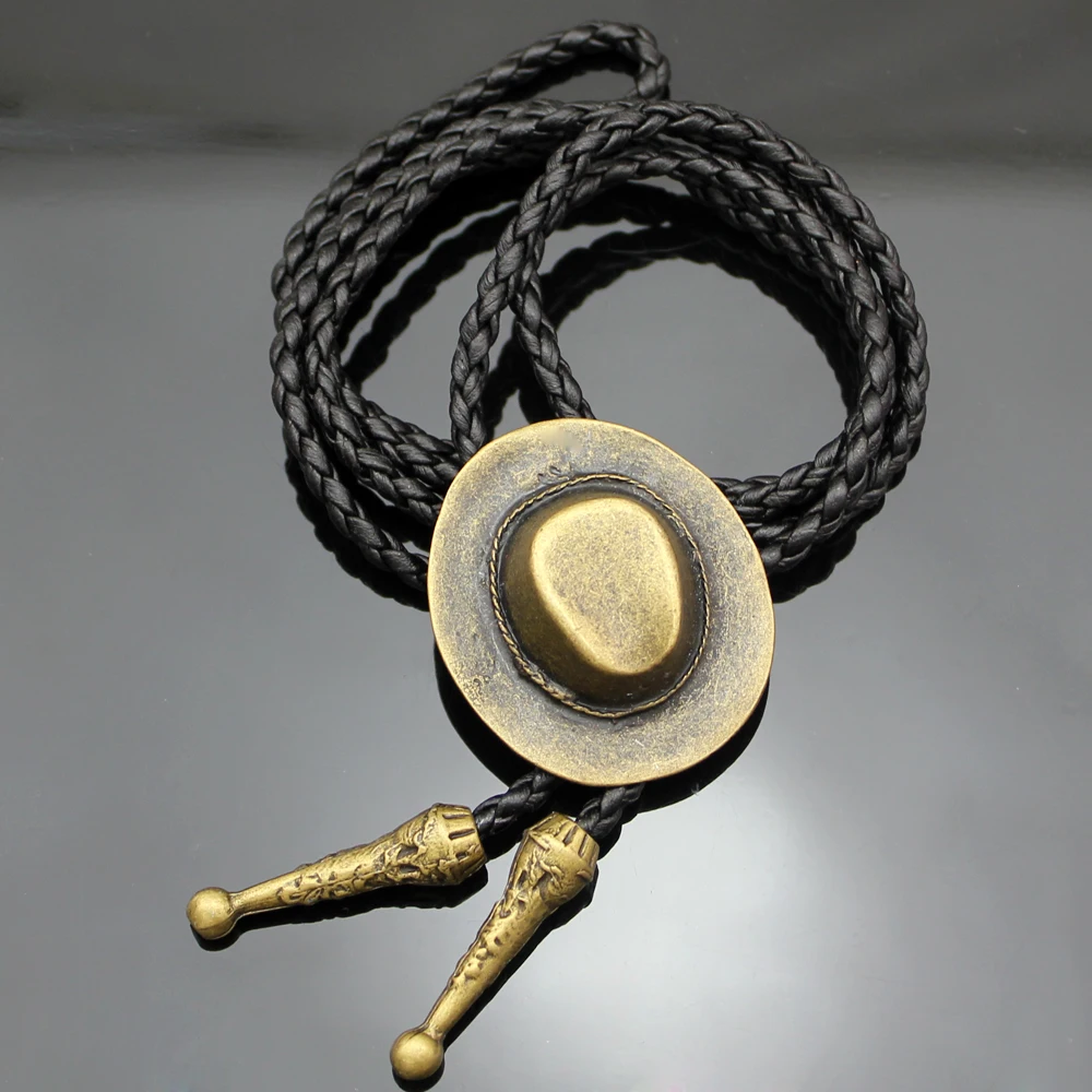 Винтажная Золотая ковбойская шляпа Стетсон Черное Кожаное западное Родео Боло