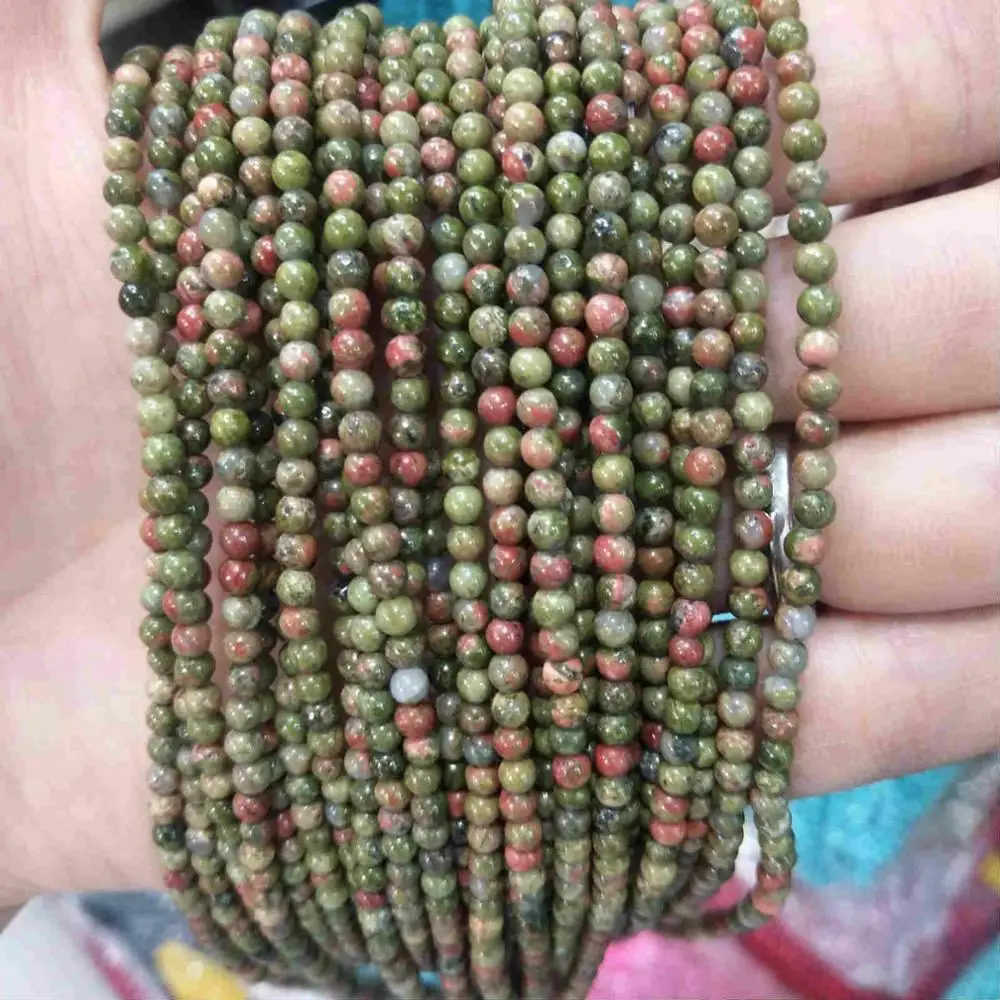 Unakite 2 мм 3 мм круглые бусины из натурального камня розовый кварц аметисты лазурит Агаты бусины для изготовления ювелирных изделий Для Бисероплетения DIY браслет - Color: Unakite