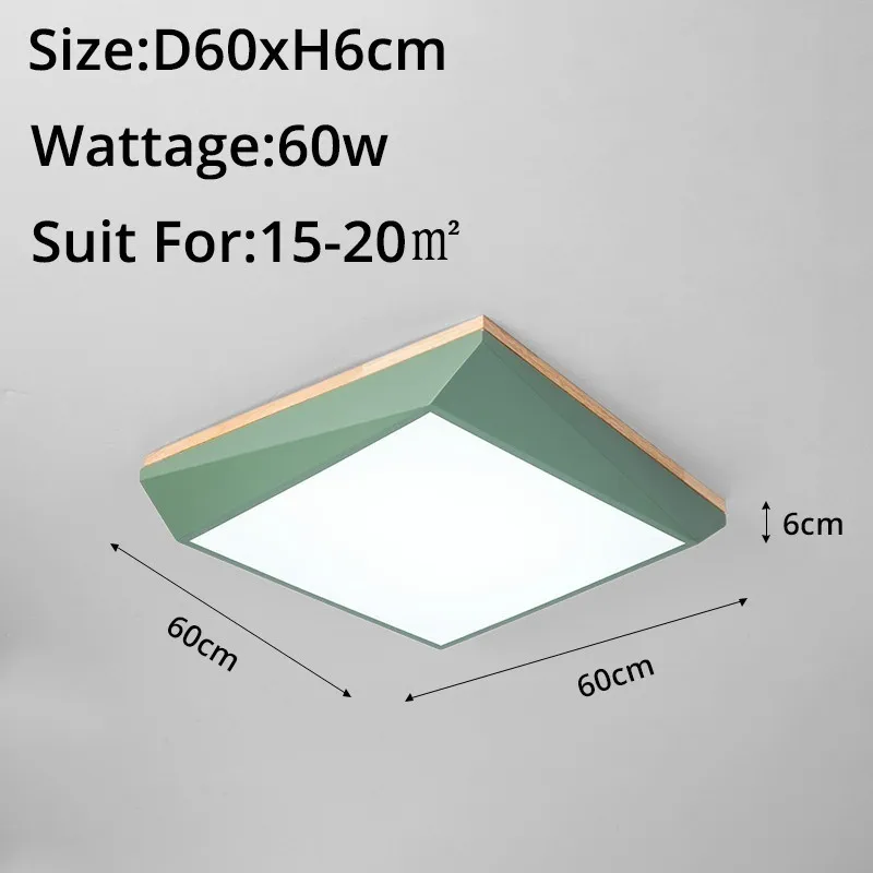 green 60x6cm 60W Современные светодиодные потолочные лампы для гостиной спальни 95-265 в Внутреннее освещение потолочный светильник с дистанционным управлением - Цвет корпуса: green 60x6cm 60W