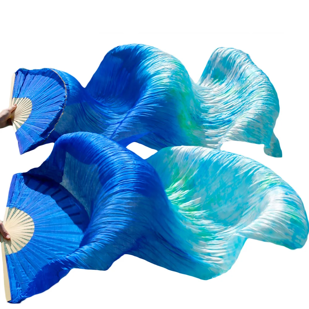 

Оптовая продажа, 1 шт., шелковая веер для танца живота с правой стороны + 1 шт., шелковая Веер-вуаль для левой руки, Королевский синий цвет, разн...