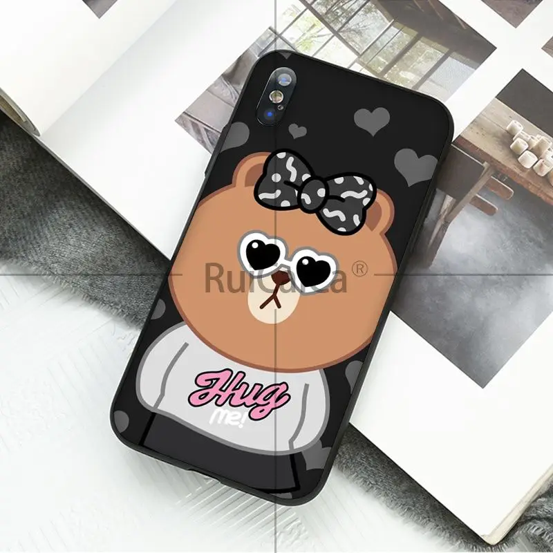 Ruicaica Line Friends BROWN Bear cool Black TPU Soft Phone Cover for Apple iPhone 8 7 6 6S Plus X XS MAX 5 5S SE XR Mobile Cases | Мобильные