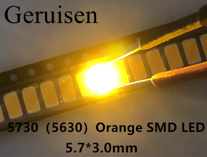 100 шт./оранжевый/янтарный 5630 5730 Smd лампы для Led светильник ультра яркий диод 600-610nm поверхностного монтажа диоды