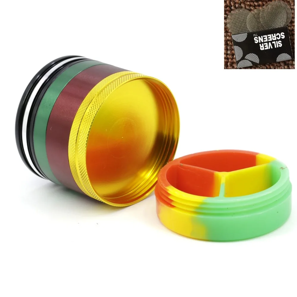 

Hot 1Pcs 62x63 mm 5-layer color silicone cover smoking herbal grinder high quality grinding tobacco pipe fittings