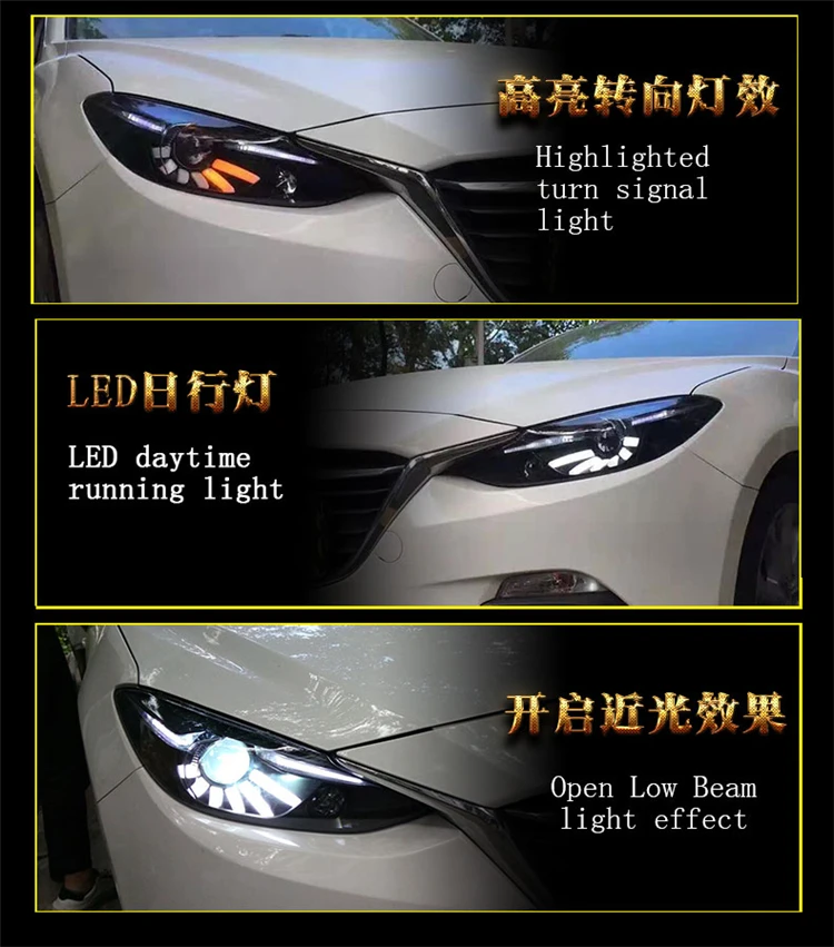 KOWELL автомобильный Стайлинг для- Mazda 3 Axela светодиодный фары Mazda 3 Axela светодиодный объектив двойной луч H7 HID Xenon bi xenon объектив