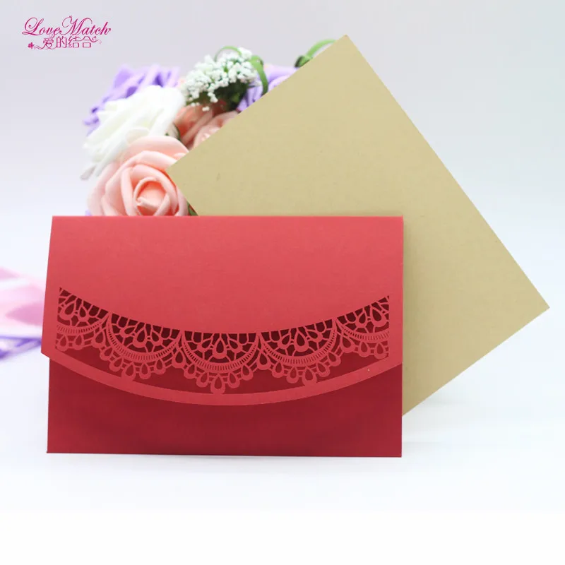 10 комплектов красивых свадебных пригласительных открыток с лазерной резкой