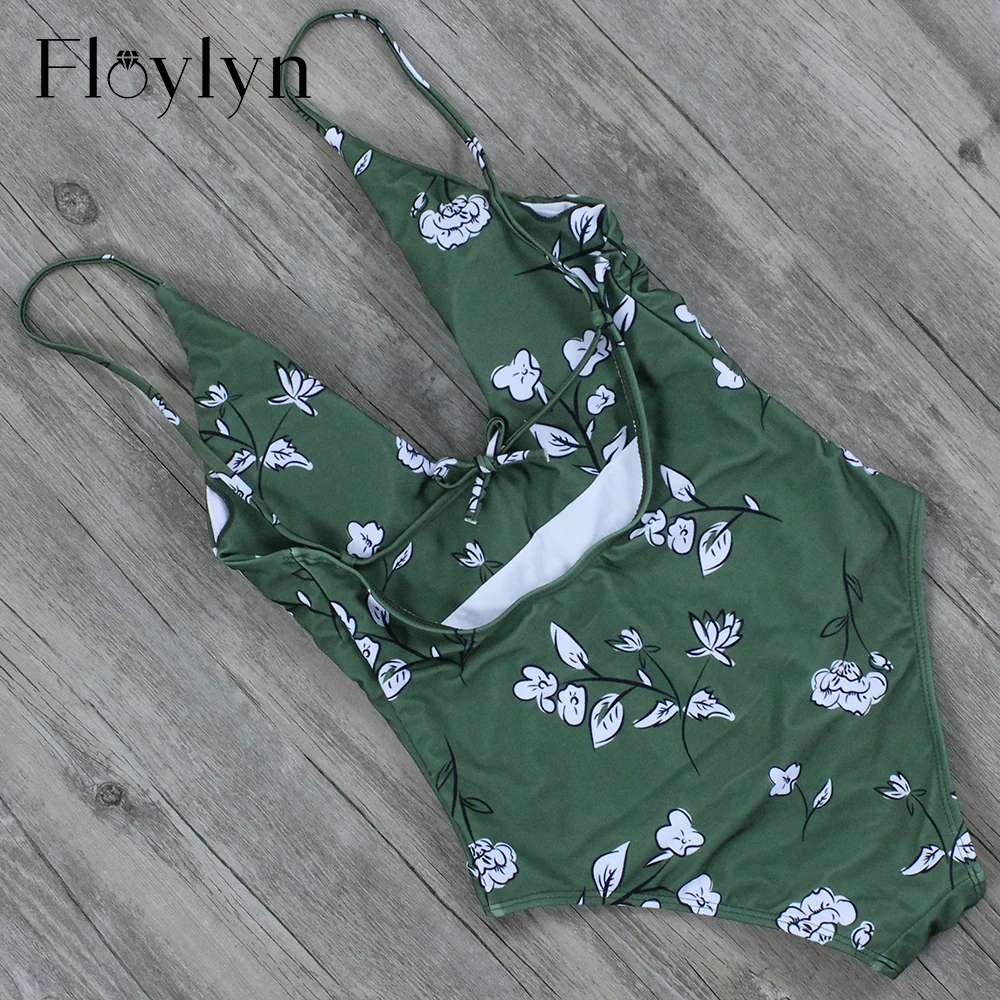 Лето 2018 Цельный купальник Floylyn купальный костюм с цветочным принтом и глубоким