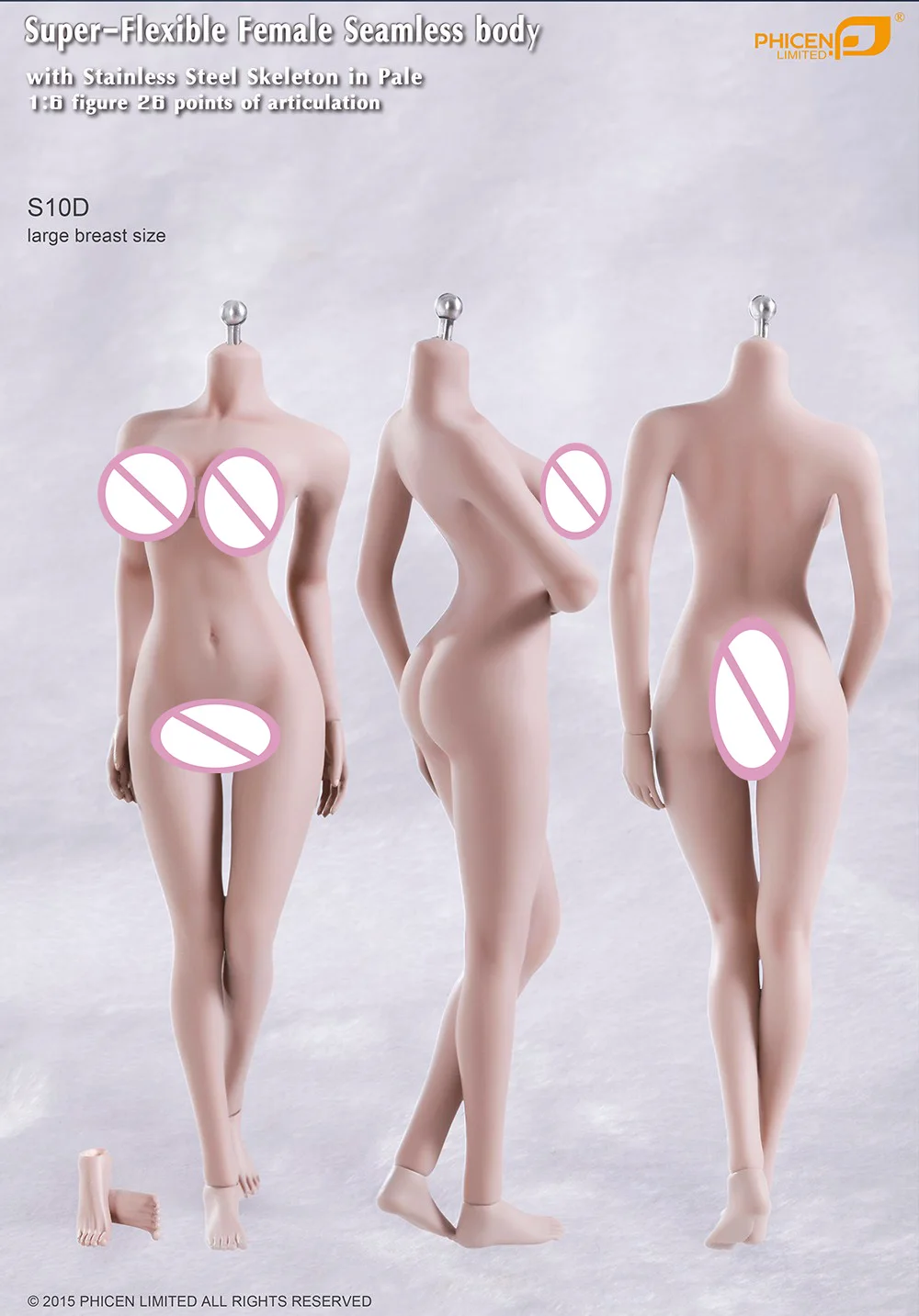 1/6 женская кукла бесшовное тело со скелетом из нержавеющей стали без головы в