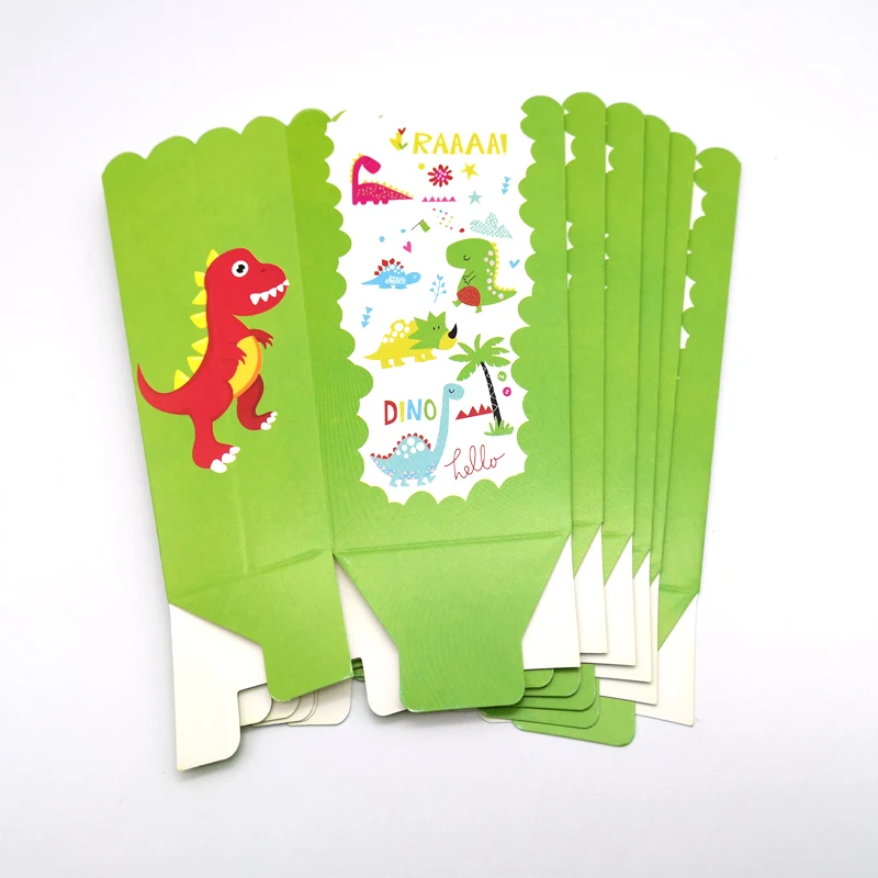 

6PCS Kids Favors Dinosaur Theme Popcorn Cups Baby Shower Party Decorate Paperboard Gifts Boxes Birthday Party Events Supplies