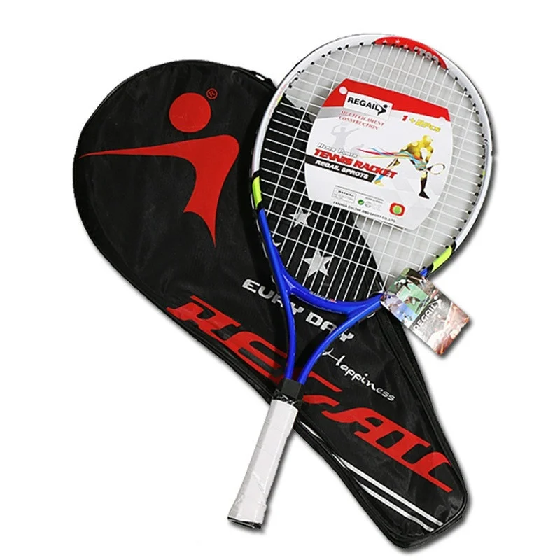 1 шт для подростков тренировка, теннис ракетки Алюминий сплав ракетка с сумкой для переноски для детский начинающих - Цвет: Синий