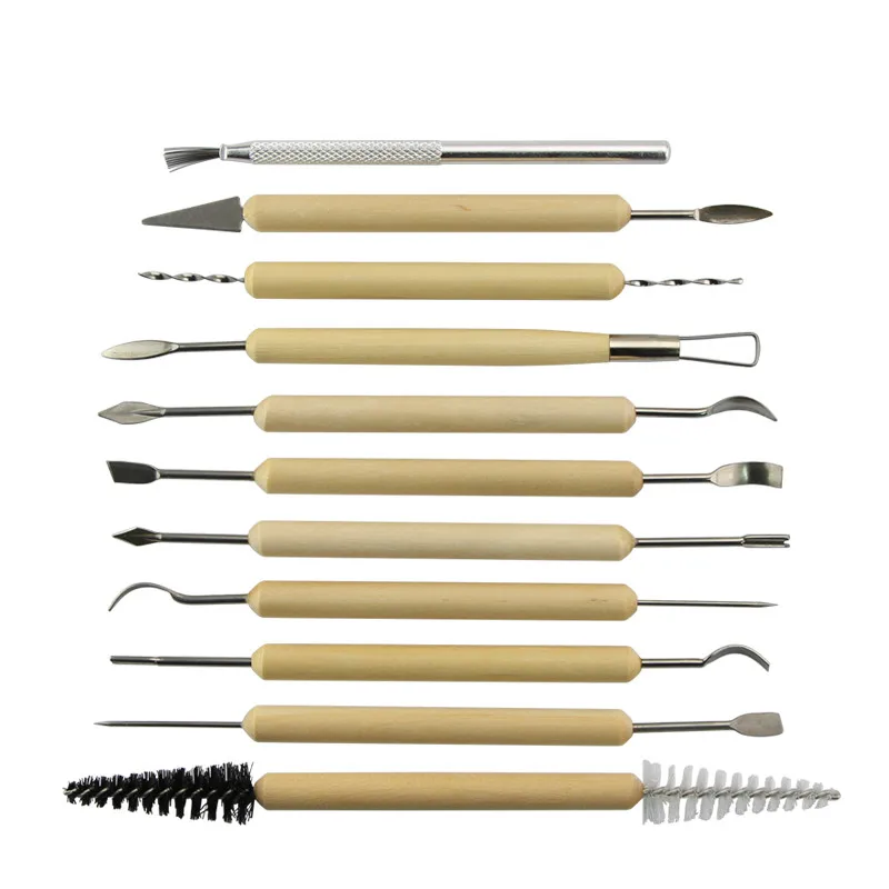 1 set DIY Arts Crafts Clay Sculpting Tools Pottery Carving Set Ceramics Wooden Handle Modeling | Дом и сад