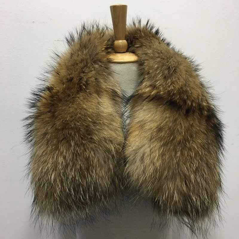 

Real Fur Jacket Detachable Collar Scarfs Women Winter Coat Fur Collar Luxury Raccoon Fur Winter Neck Warmers C001-80X20cm